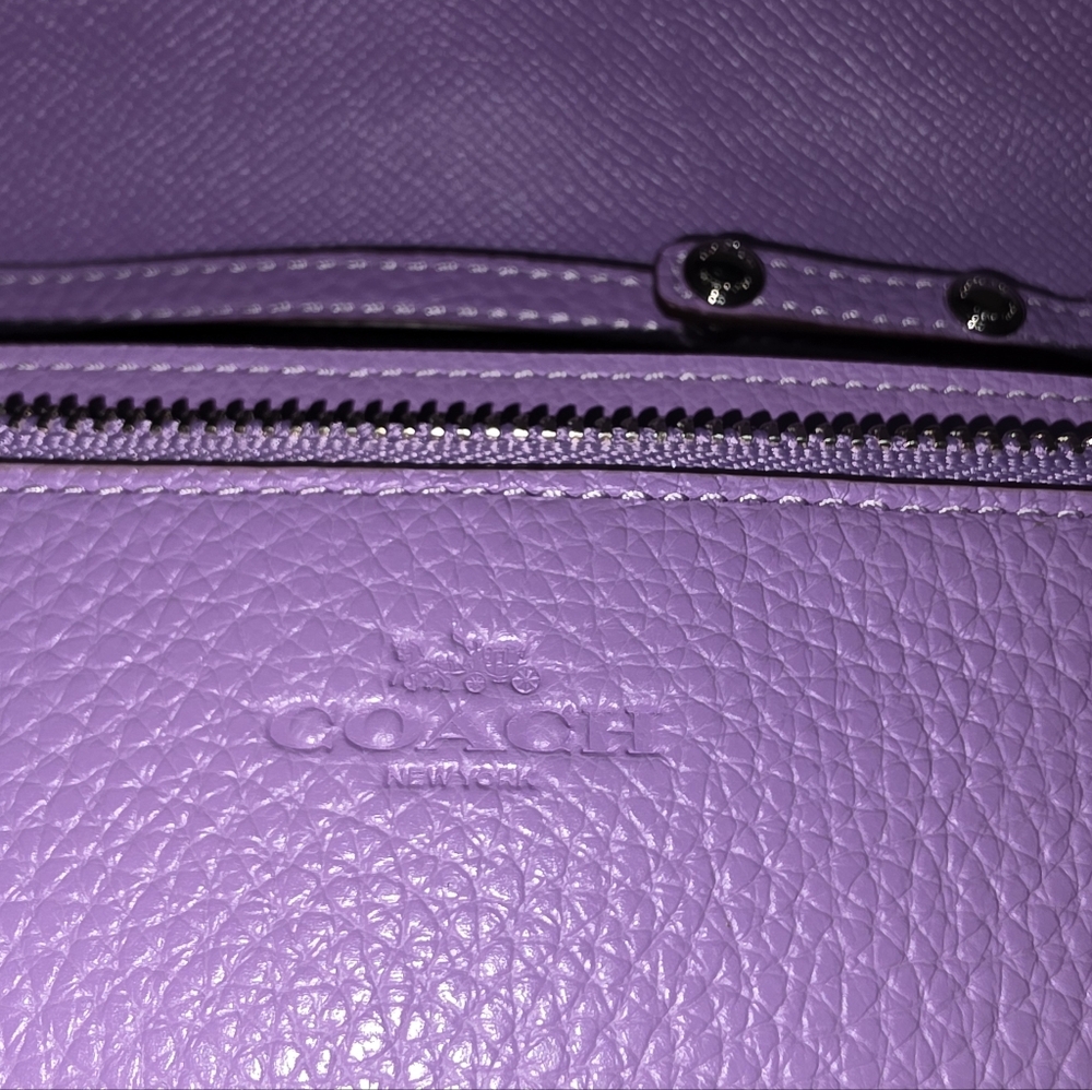 Coach Lavender Pebbled Leather Crossbody Clutch - Picture 5 of 11